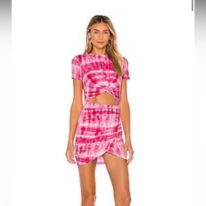 Maureen Jersey Mini Dress in Pink Tie Dye